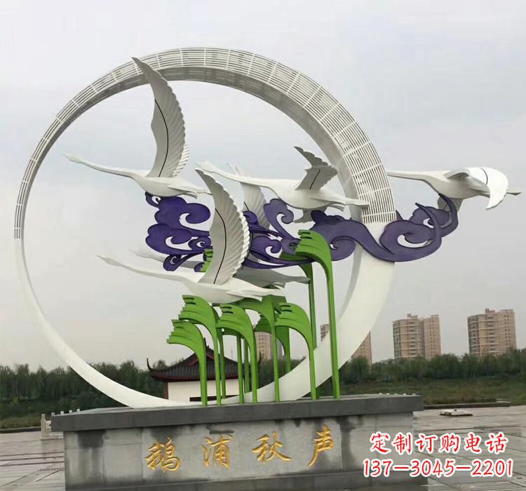 青海不锈钢艺术——仙鹤雕塑