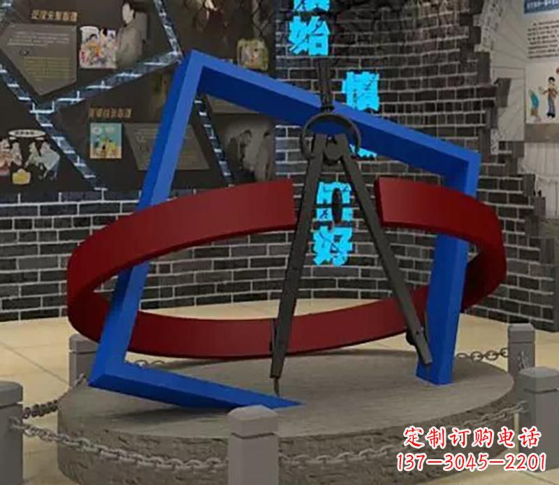青海不锈钢圆规景观雕塑