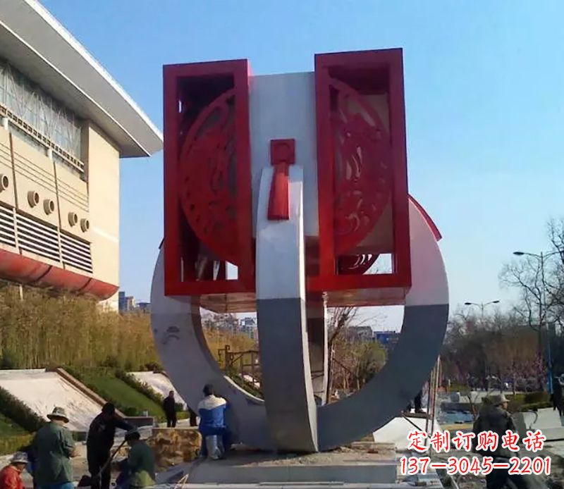 青海不锈钢圆环雕塑象征着永恒的美