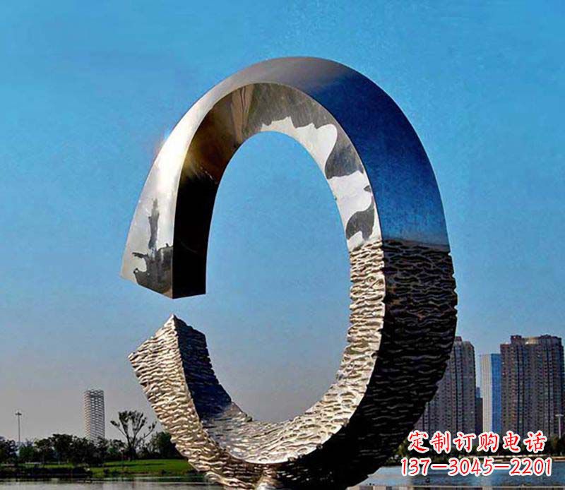 青海不锈钢圆环公园雕塑1