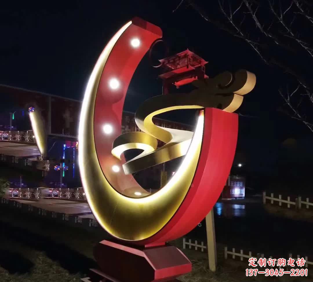 青海不锈钢月亮抽象雕塑——璀璨星空下的绝美艺术