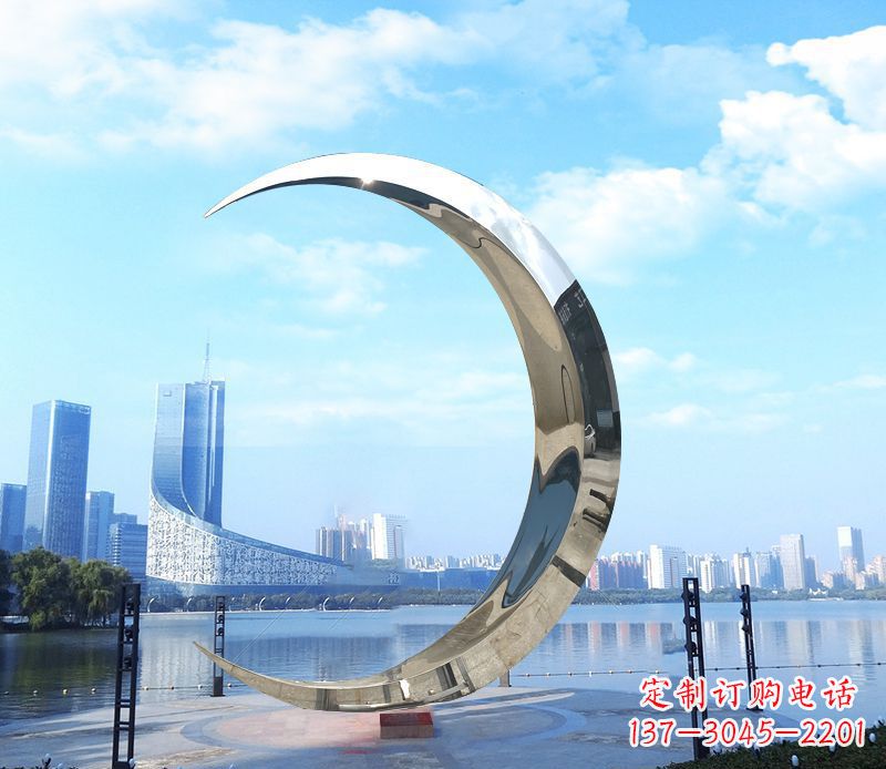 青海不锈钢月亮雕塑象征着美丽的月亮