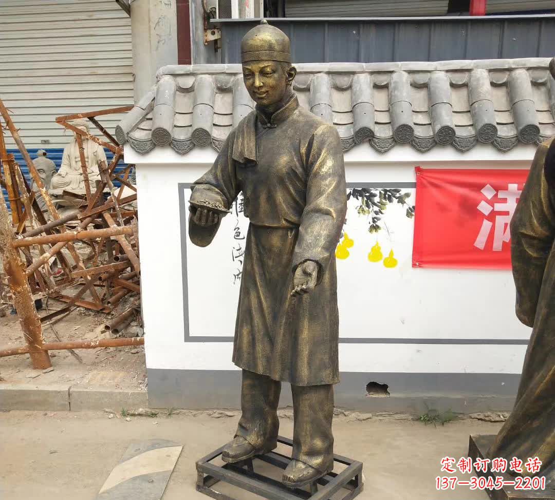 青海传承百年店小二铜雕