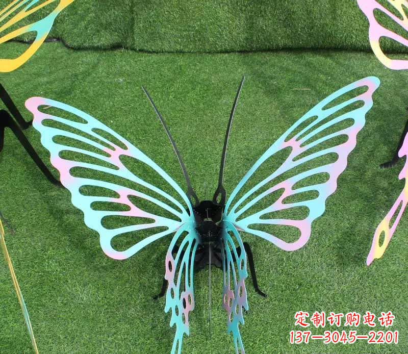 青海彩色不锈钢镂空蝴蝶雕塑精美又充满生机
