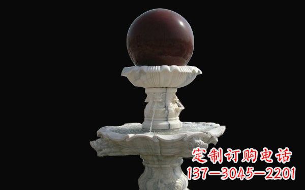 青海草白玉风水球石雕