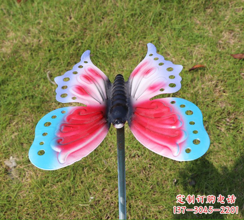 青海草坪动物不锈钢蝴蝶插件雕塑