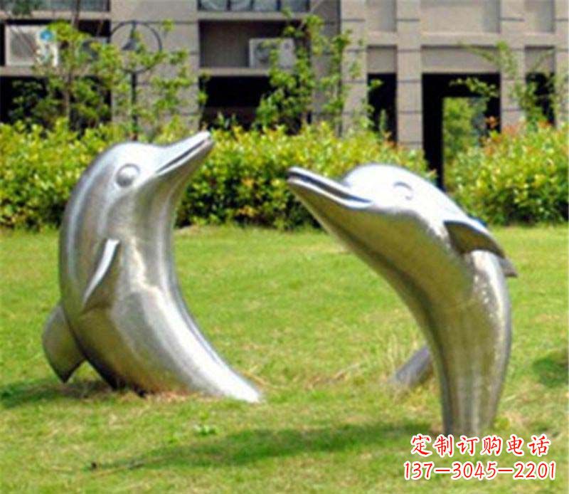青海草坪镜面海豚不锈钢雕塑