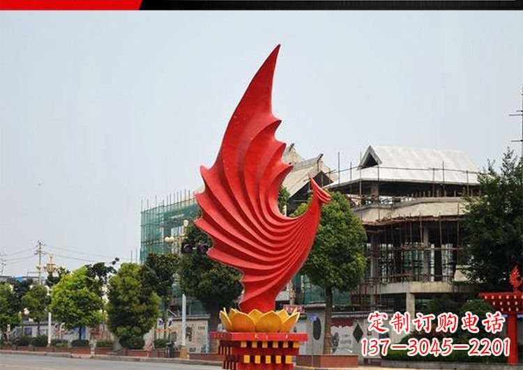 青海城市不锈钢抽象凤凰雕塑