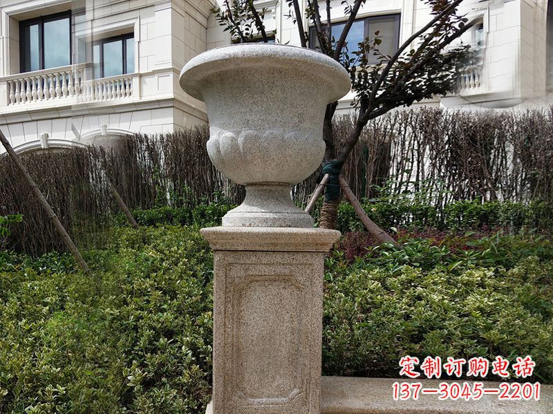 青海大理石花钵小区花盆石雕