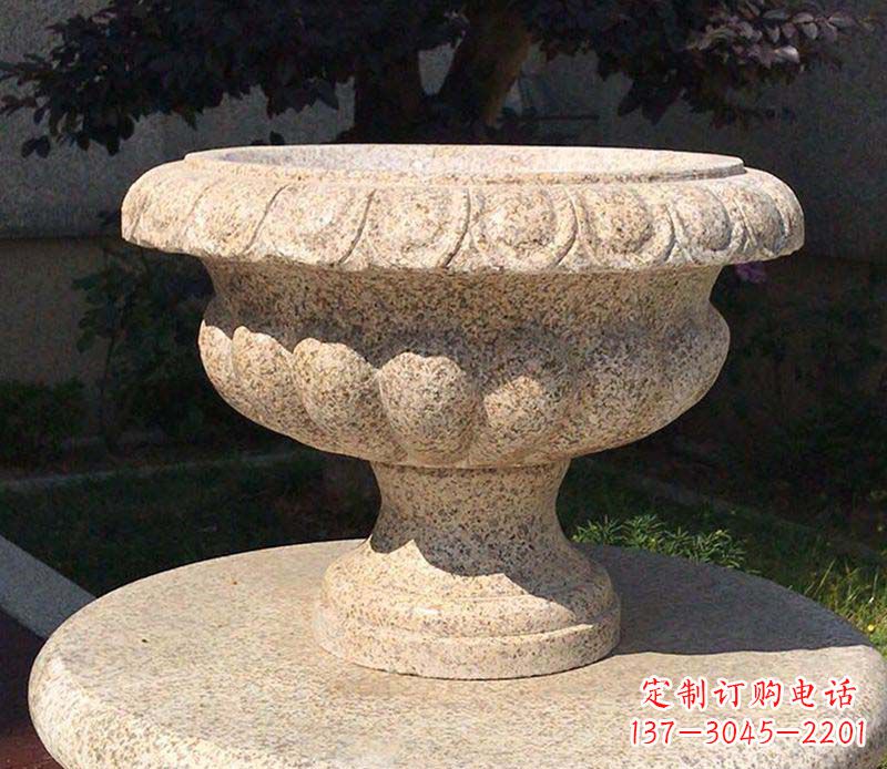 青海大理石花钵公园花盆石雕