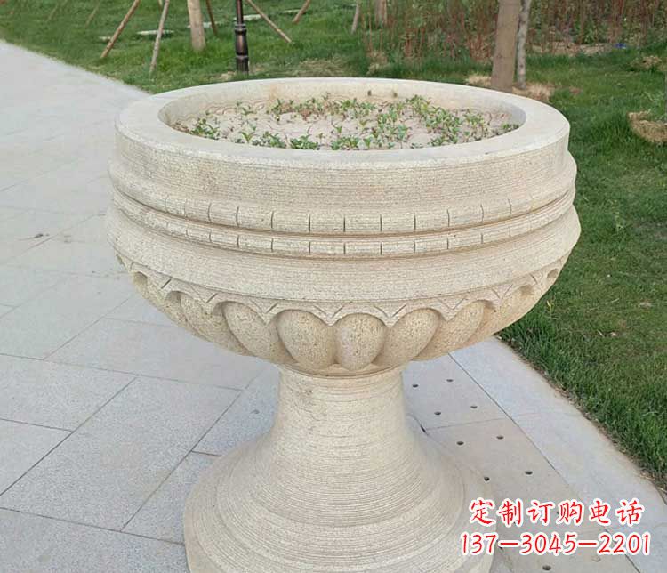 青海大理石花盆石雕