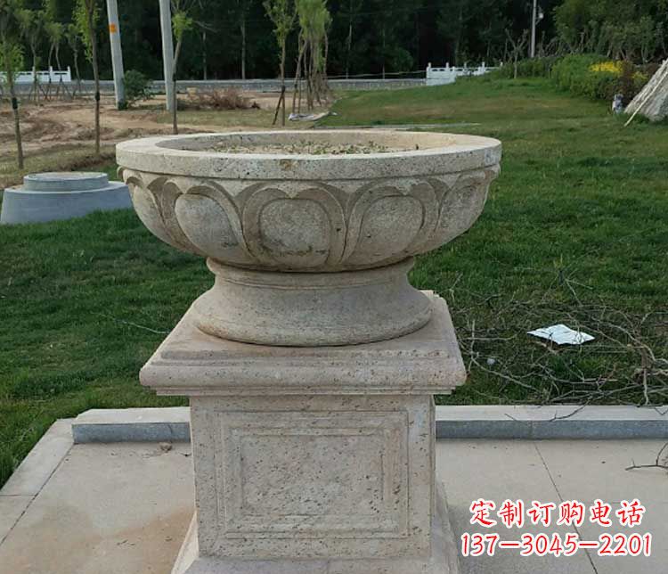 青海大理石花盆石雕