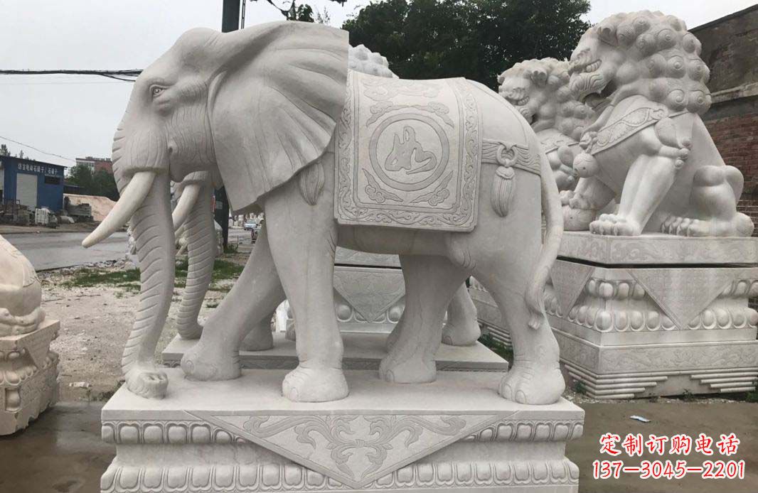 青海大理石大象雕塑