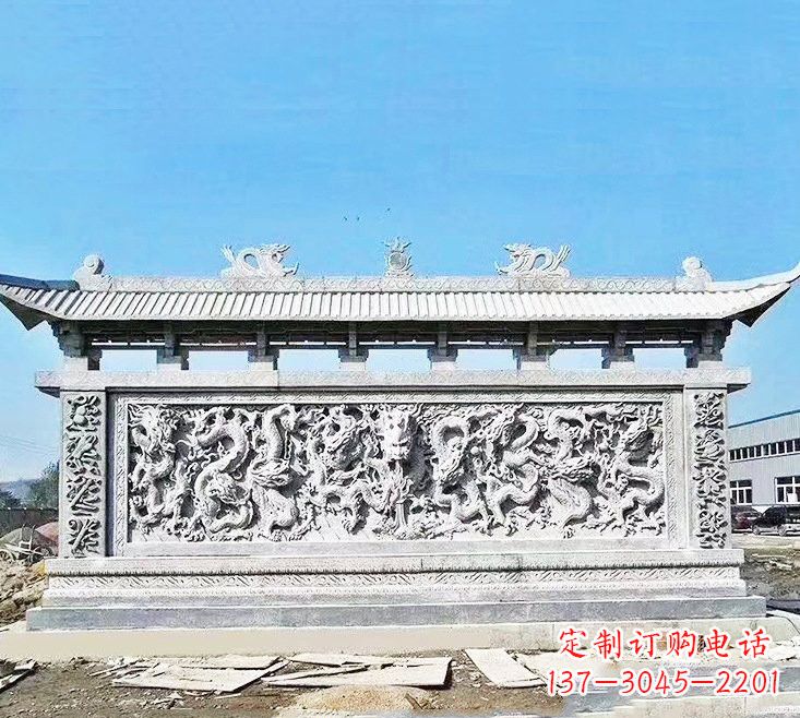 青海精美大理石九龙壁雕塑