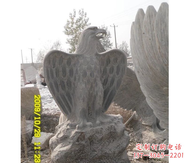 青海大理石老鹰雕塑,高贵雄威气势