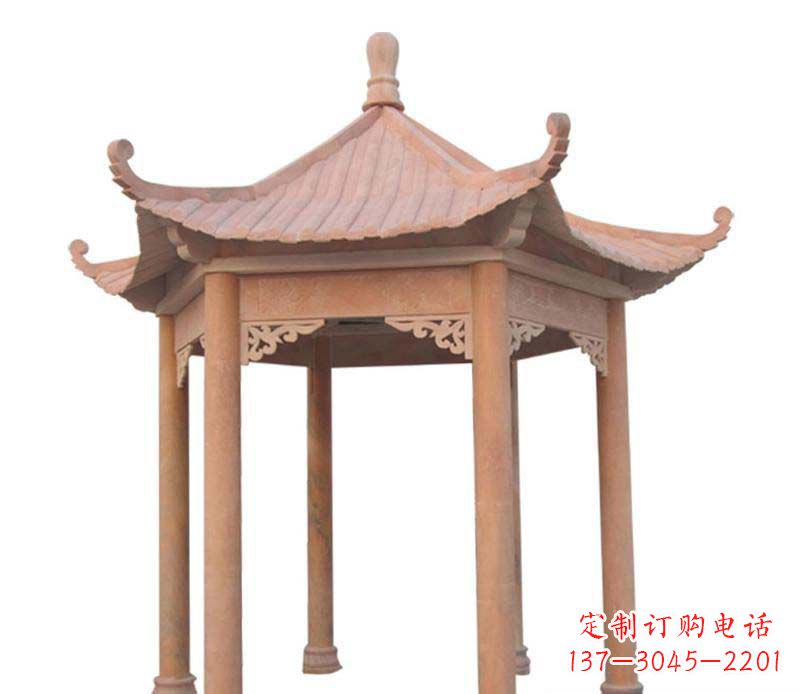 青海大理石六角凉亭