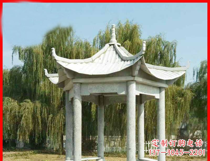 青海大理石六角凉亭公园石雕 (3)