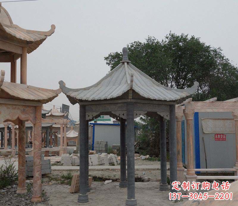 青海大理石六角凉亭公园石雕 (2)