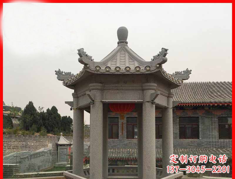青海大理石六角凉亭公园石雕 (4)
