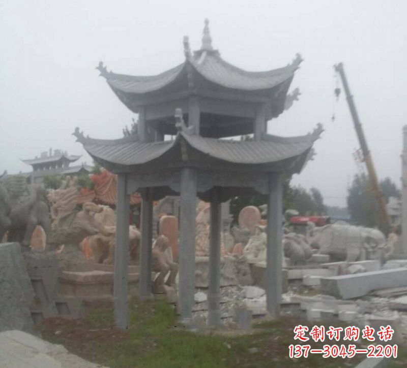 青海大理石六角凉亭石雕