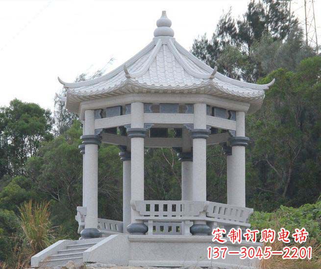 青海大理石六角石雕凉亭