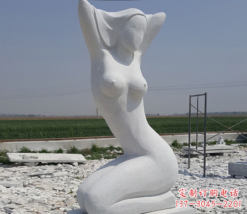 青海大理石落照美女石雕