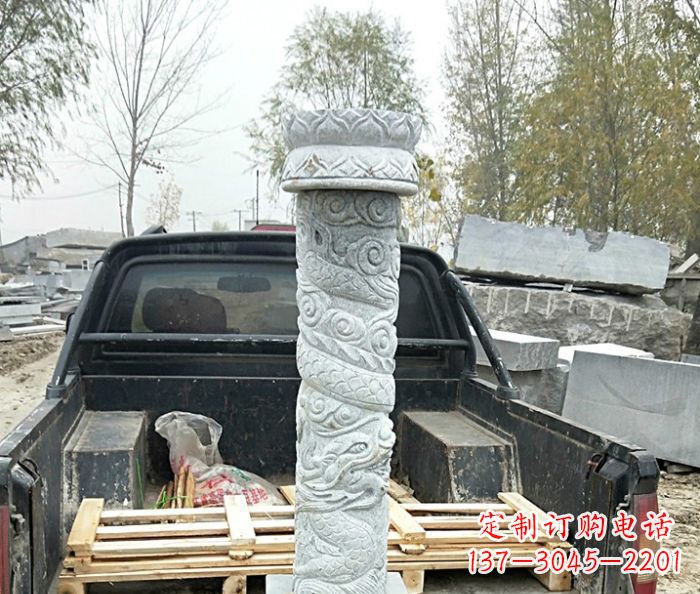 青海大理石龙柱雕塑