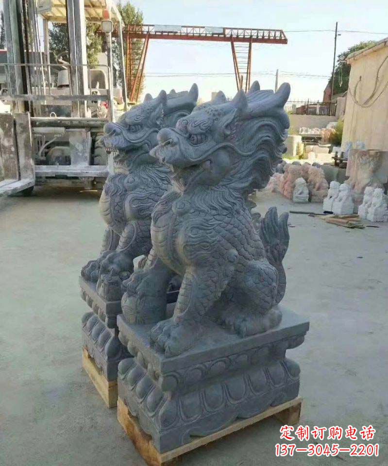 青海精美大理石麒麟雕塑
