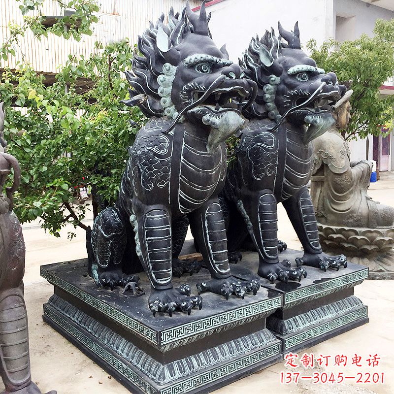 青海象征威严的大理石麒麟雕塑