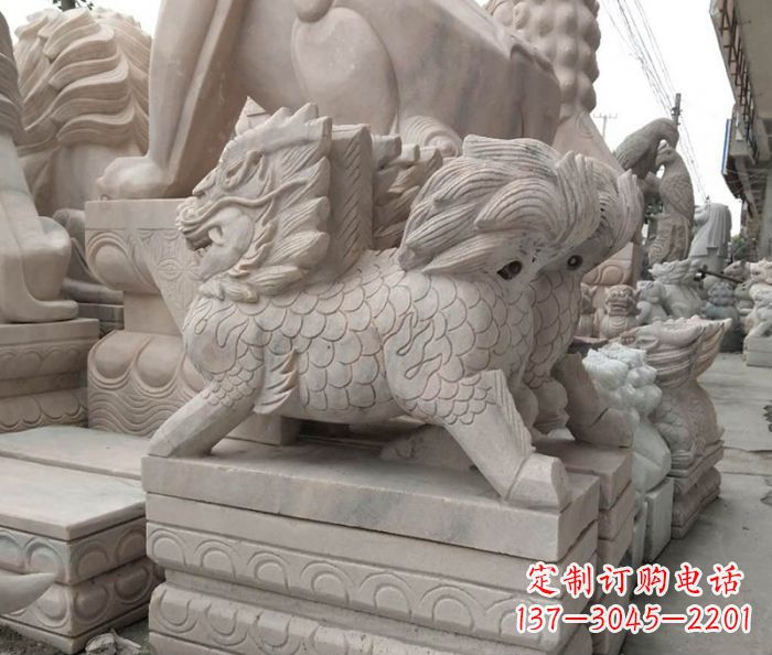 青海大理石麒麟古代神兽石雕