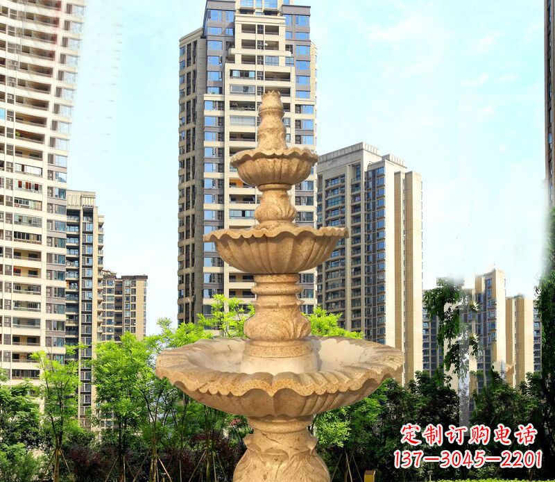 青海大理石三层喷泉公园石雕 (2)