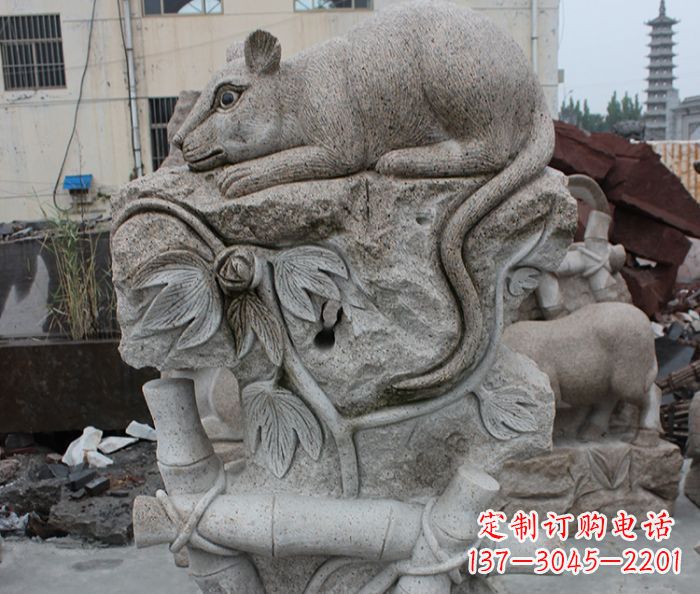 青海大理石生肖鼠石雕
