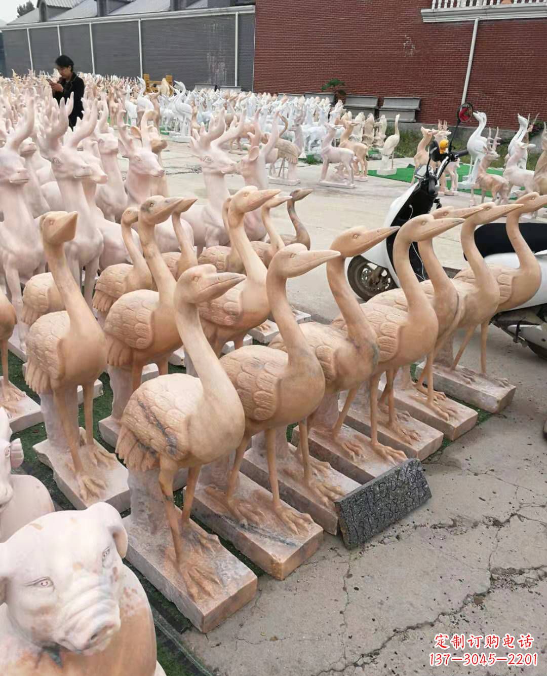 青海丹顶鹤大理石雕塑