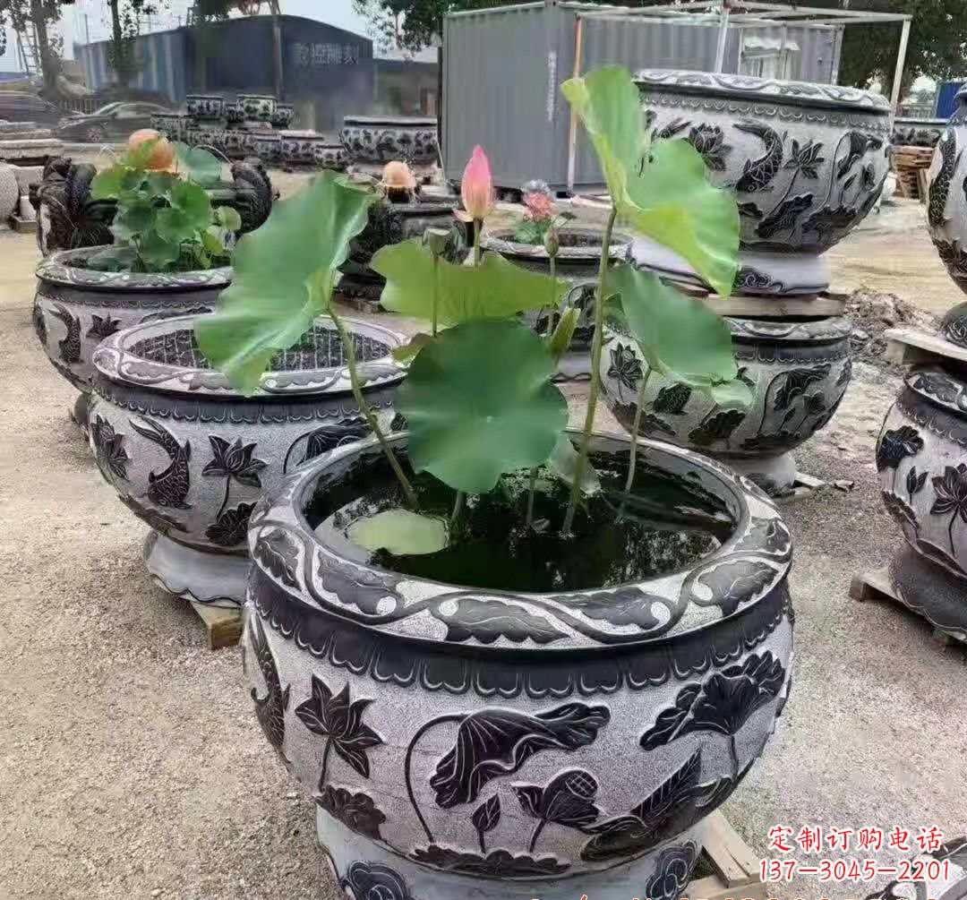 青海精美大理石鱼缸雕塑