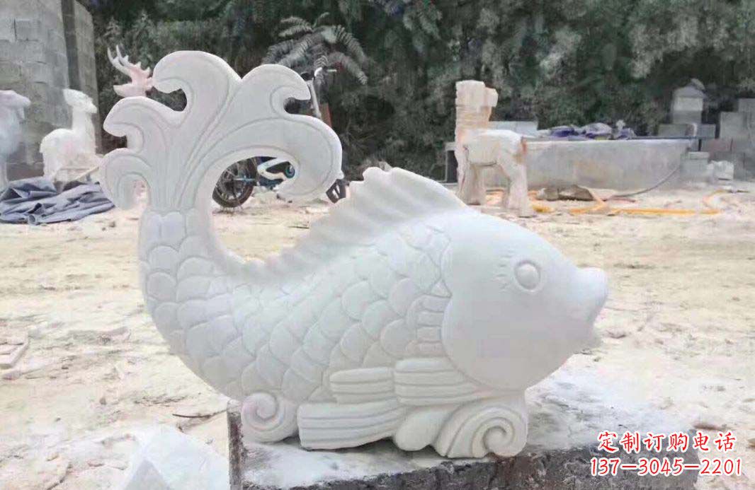 青海大理石鱼喷泉雕塑装置