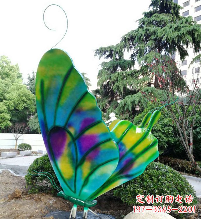 青海大型不锈钢蝴蝶雕塑,仿真昆虫城市广场景观摆件_