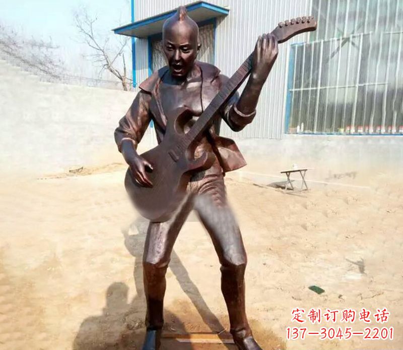 青海精致细腻的铜吉他雕塑