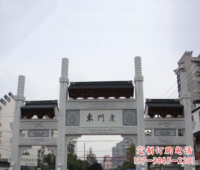 青海精美三门石牌坊雕塑