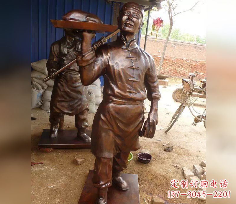 青海店小二服务员人物铜雕