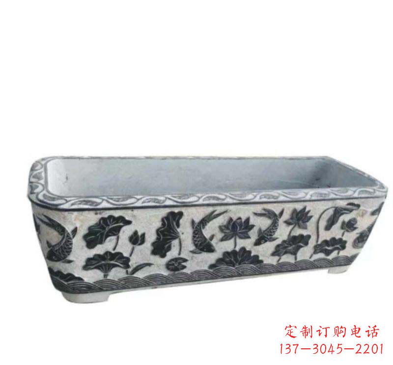青海方形水缸石雕