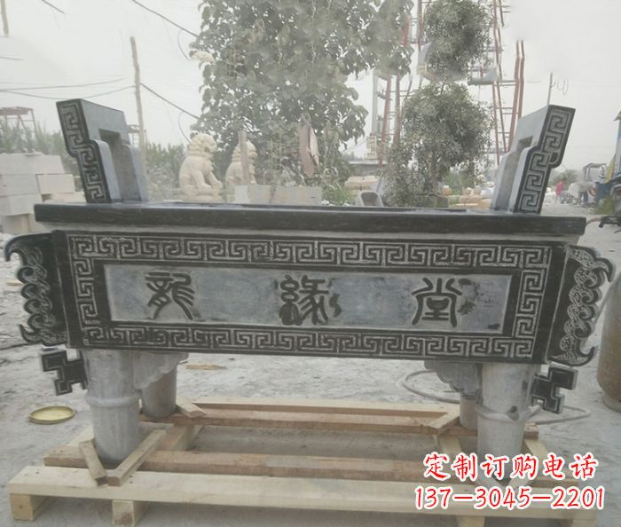 青海方形四足香炉石雕艺术品