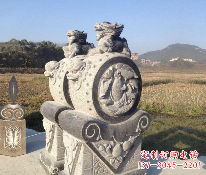 青海仿古抱鼓石门墩雕塑