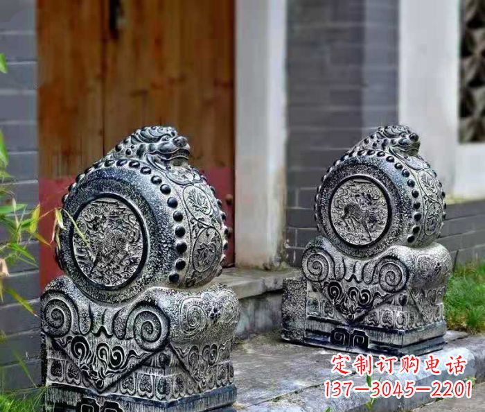 青海精美仿古抱鼓石门墩雕塑