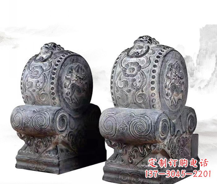 青海仿古抱鼓石门墩雕塑