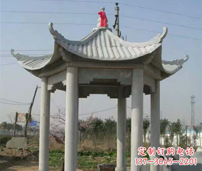 青海仿古六角凉亭石雕 (9)