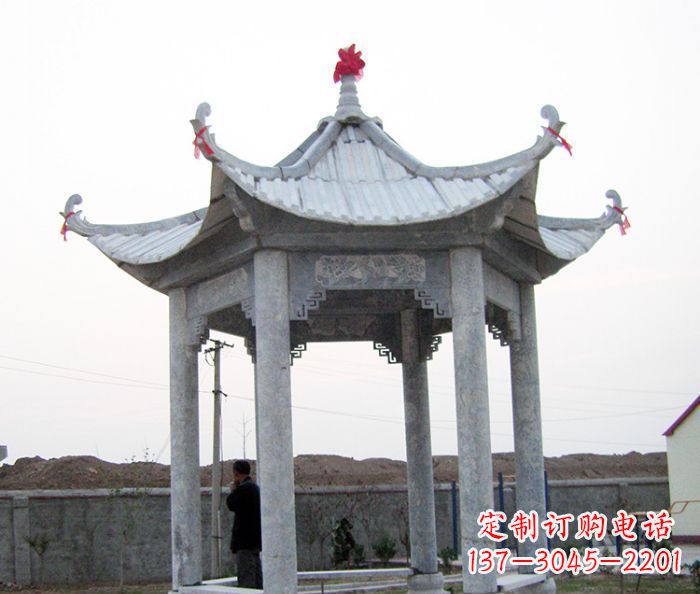 青海仿古六角石雕凉亭