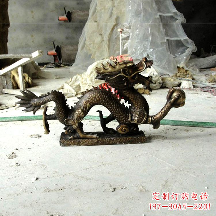 青海精美仿古龙铜雕塑
