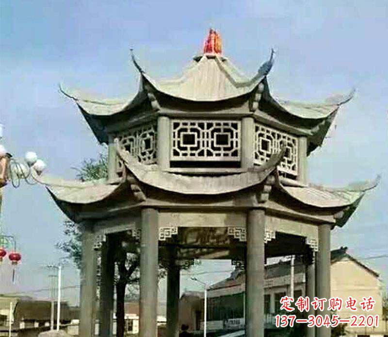 青海仿古石凉亭石雕 (2)