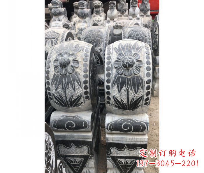 青海仿古石门墩镇宅抱鼓石雕塑
