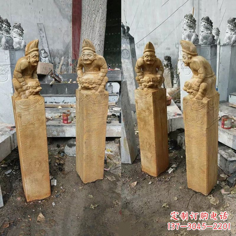 青海经典仿古拴马桩雕塑